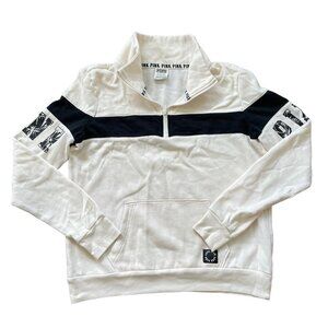 PINK Victoria's Secret Quarter Zip Sweater Womens Small Cream Beige Off-White